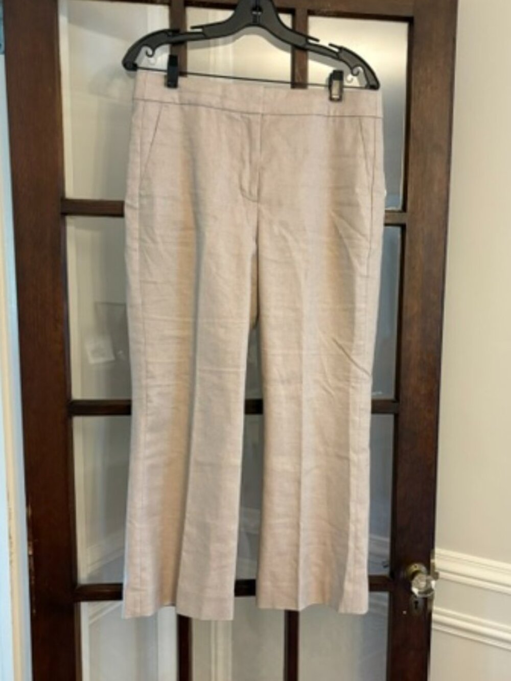 J.Crew "Hayden" Kick-Out Crop Linen-Blend Pants in Flax, Size 10